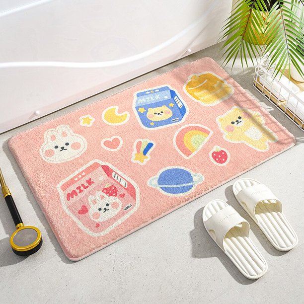 Alfombrilla de baño con dibujos de animales, felpudo suave para entrada del Hogar, dormitorio, puerta de baño, almohadilla antideslizante absorbente Fivean unisex
