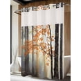 thumbnail image 2 of No Hook Shower Curtain with Snap-in Liner, Orange Botanical Tree Waterproof Fabric Bathroom Curtains, Farmhouse Forest Bath Curtains & Mesh Top Window Stand Up Stall Stall 48"x72", 2 of 9