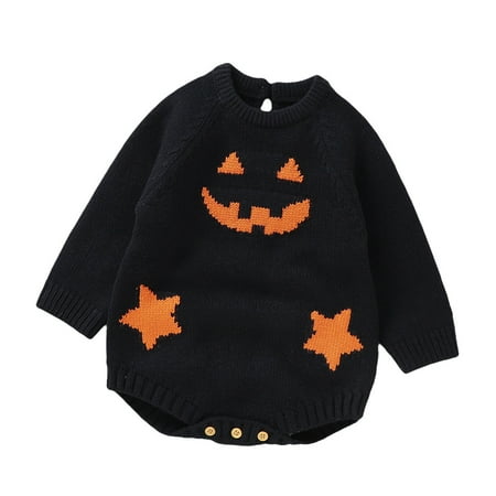 

Baby Girls Boys Crewneck Outfits Long Sleeve Pumpkin Romper Knitted Sweater Bodysuit Jumpsuit Baby Romper Shorts Jumpsuit for Boys Baby Winter Romper Organic Baby Clothes Coverall Romper Set Baby