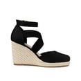 thumbnail image 3 of BLISSFUL STEP Women's Espadrilles Wedge Sandals Platform Close Toe Cross Strap Sandal Black 6, 3 of 7