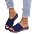 thumbnail image 3 of Domuza Orthopedic Sandals for Women Arch Support Flat Wedge Sandals Breathable Non Slip Slip on Orthopedic Slippers Comfortable 2026 Foam Shoes Dark Blue 7（EU-38）, 3 of 6