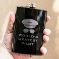 thumbnail image 3 of Hip Flask Plus Stainless Steel 8oz Black Flask - World's Okayest Pilot, 3 of 3