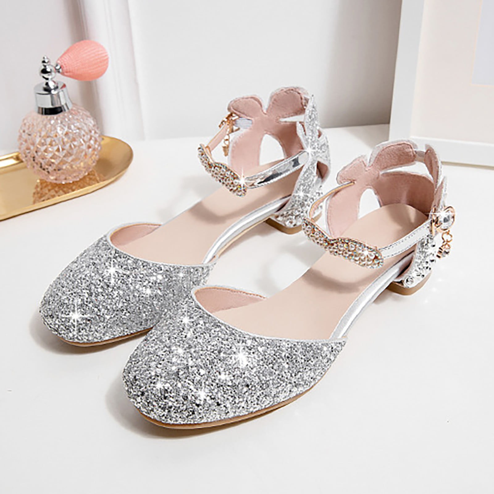 Charis Clear Silver Glitter Platform Heels