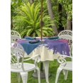 thumbnail image 3 of Outdoor Tablecloth with Umbrella Hole for Patio/Picnic/Party/Camping, Watercolor Forest Silhouette Waterproof Table Cloth Round Cover Washable, Retro Abstract Forest Trees Cream (Dia 60"), 3 of 8