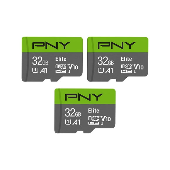 PNY microSDHC Elite Clase 10 U1 V10 A1 de 32GB, paquete de 3