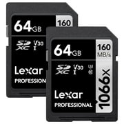 Lexar 64GB Professional 1066x UHS-I SDXC Memory Card (SILVER Series, 2-Pack)