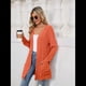 thumbnail image 5 of Cárdigan de Larga para Mujer, de Color Liso, Acanalado, Cepillado, con Abertura Frontal y Bolsillos Naranja M, 5 of 10
