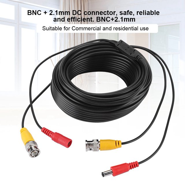 Fyydes Coax Cable,BNC + 2.1mm DC CCTV Extension Cable Video Coax Cable for Commercial Residential, CCTV Extension Cable