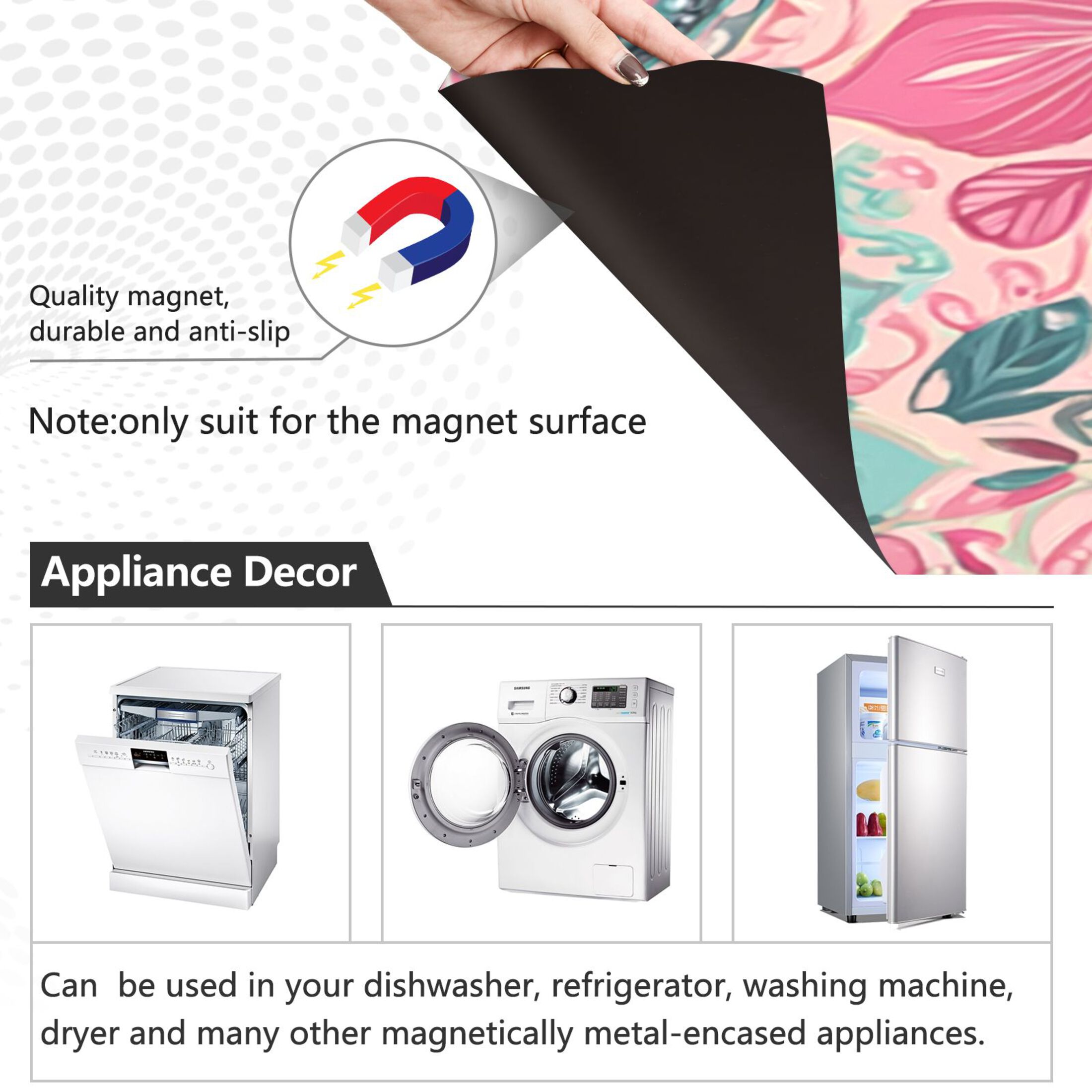 IAUYY Magnetic decorative sticker - 23x26 Inch PVC Refrigerator Decorative Cover, Removable DIY Art for Kitchen Appliances Green Combination