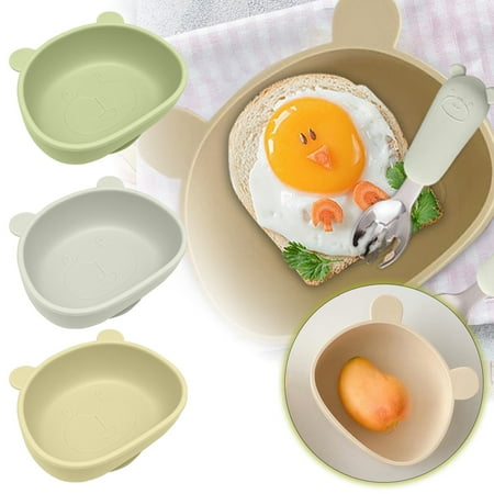 

Kids Suction Plate Toddler Silicone Plate Soft Cartoon Bear Shape Portable Snack Fruit Plate