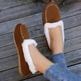 thumbnail image 5 of Xfvqtps Womens Faux Fur Lined Moccasins Winter Warm Shoes Flat Sole Comfortable Wear Indoor Outdoor Casual Slip on Shoes Brown, 5 of 8