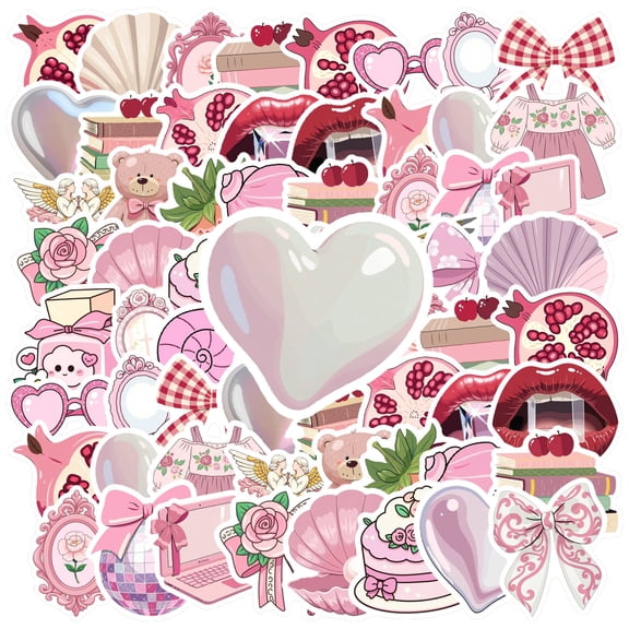 35pcs-70pcs Cute Stationery Stickers Pink Kids Stickers Retro DIY Stickers for Laptops Notebooks Phones