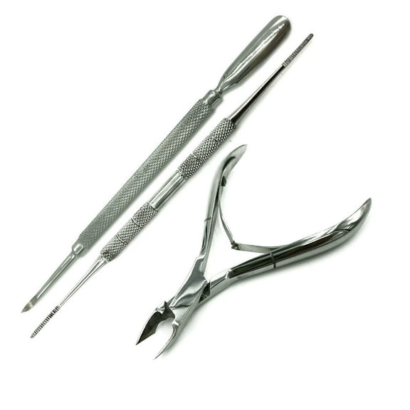 CUTICLE NIPPER CUTICLE PUSHER DUAL SIDED NAIL FILE 3 PC PODIATRIST INSTRUMENTS