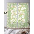 thumbnail image 4 of Spring Floral Sheer Curtains 108 Inches Long 2 Panels Set, Window Sheer Curtains for Living Room/Bedroom, Watercolor Orchid Flowers Leaves Botanical Green Light Filter Rod Pocket Curtain 52''x108''x2, 4 of 8