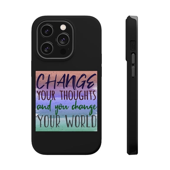 DistinctInk Tough Case for Apple iPhone 15 PRO (6.1" Screen), Compatible with MagSafe Charging - Change Thoughts Change World