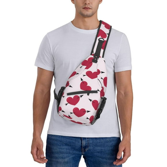 ZICANCN Crossbody Sling Bags for Women Men,Pink Heart Cupid Arrow Casual Shoulder Backpacks for Travel Sport Climbing Runners Daypack