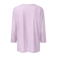 thumbnail image 5 of Womens Tops Women's Fashion Casual Round Neck 3/4 Sleeve Loose Printed T-Shirt Ladies Cardigan Shirts for Women Kagetolytai Light Purple 3X, 5 of 5