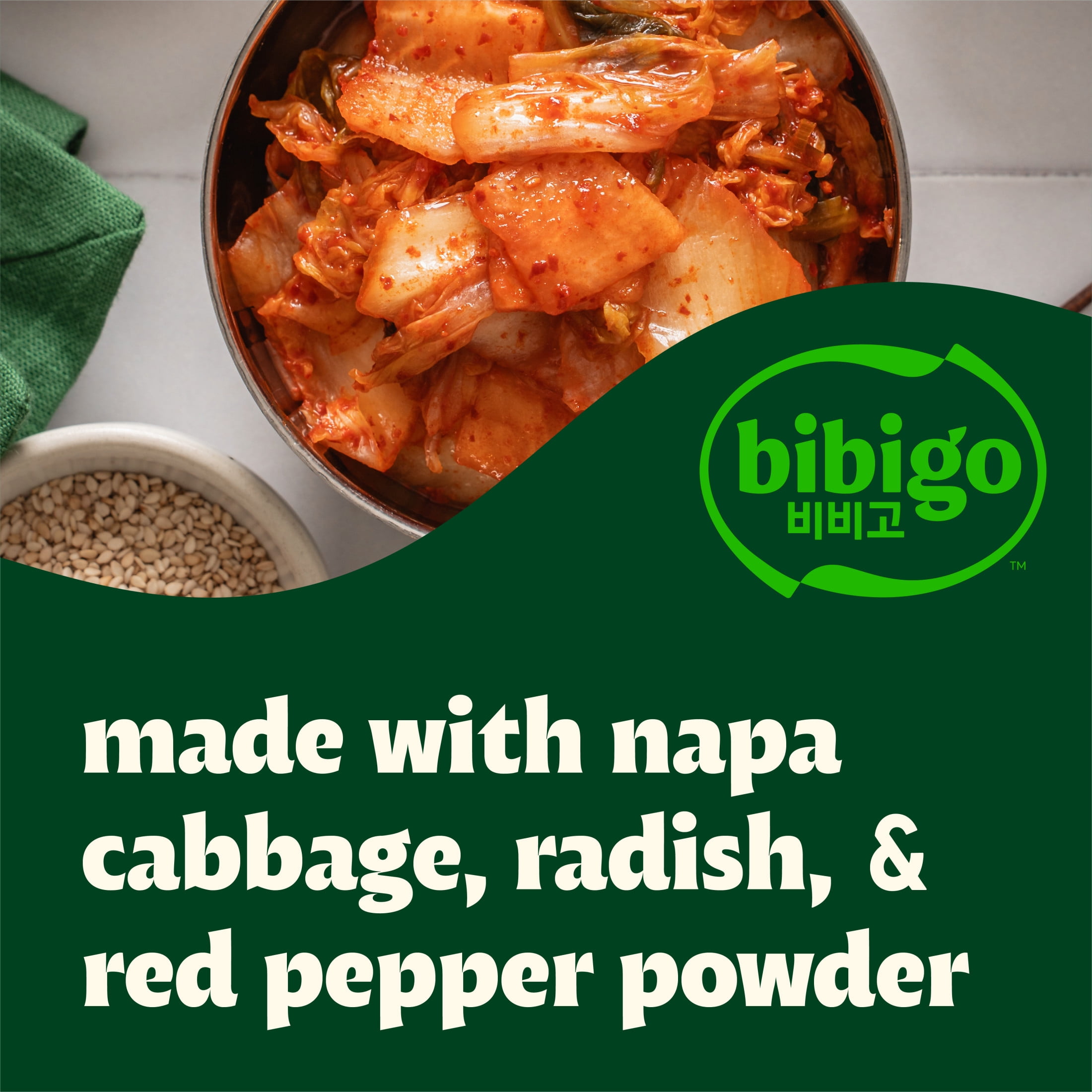 Bibigo Refrigerated Korean-Style Napa Cabbage Vegan Kimchi, 16.0 oz