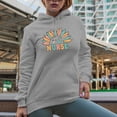 thumbnail image 2 of Retro Nurse with Half Sunflower, Heather Grey Hooded Sweatshirt or Hoodie, 2XL, 2 of 5