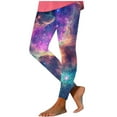 thumbnail image 3 of Feancey Women's Seamless Workout Leggings High Waisted Stretchy Yoga Pants Fashion Celestial Sky Galaxy Print Tights Milk Silk Soft Gym Running Leggings Purple S, 3 of 7