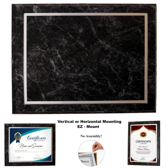 Yankee Plak Deluxe Award Certificate Holder & Picture Frame Charcoal Marble Color 14 x 17” EZ Side or Top Load Holds Up To 11 x 14”