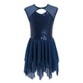 thumbnail image 1 of CHICTRY Kids Girls Gymnastics Leotard Ballet Dancewear Sequins Mesh Lyrical Dance Dress Prom Party Costume Navy Blue 14, 1 of 7