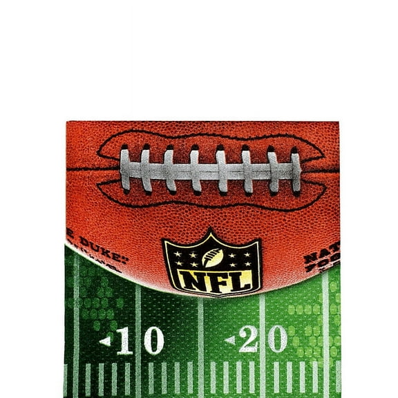 Amscan NFL Drive Football Party 5" Beverage Napkins, Green White Brown, 16 CT