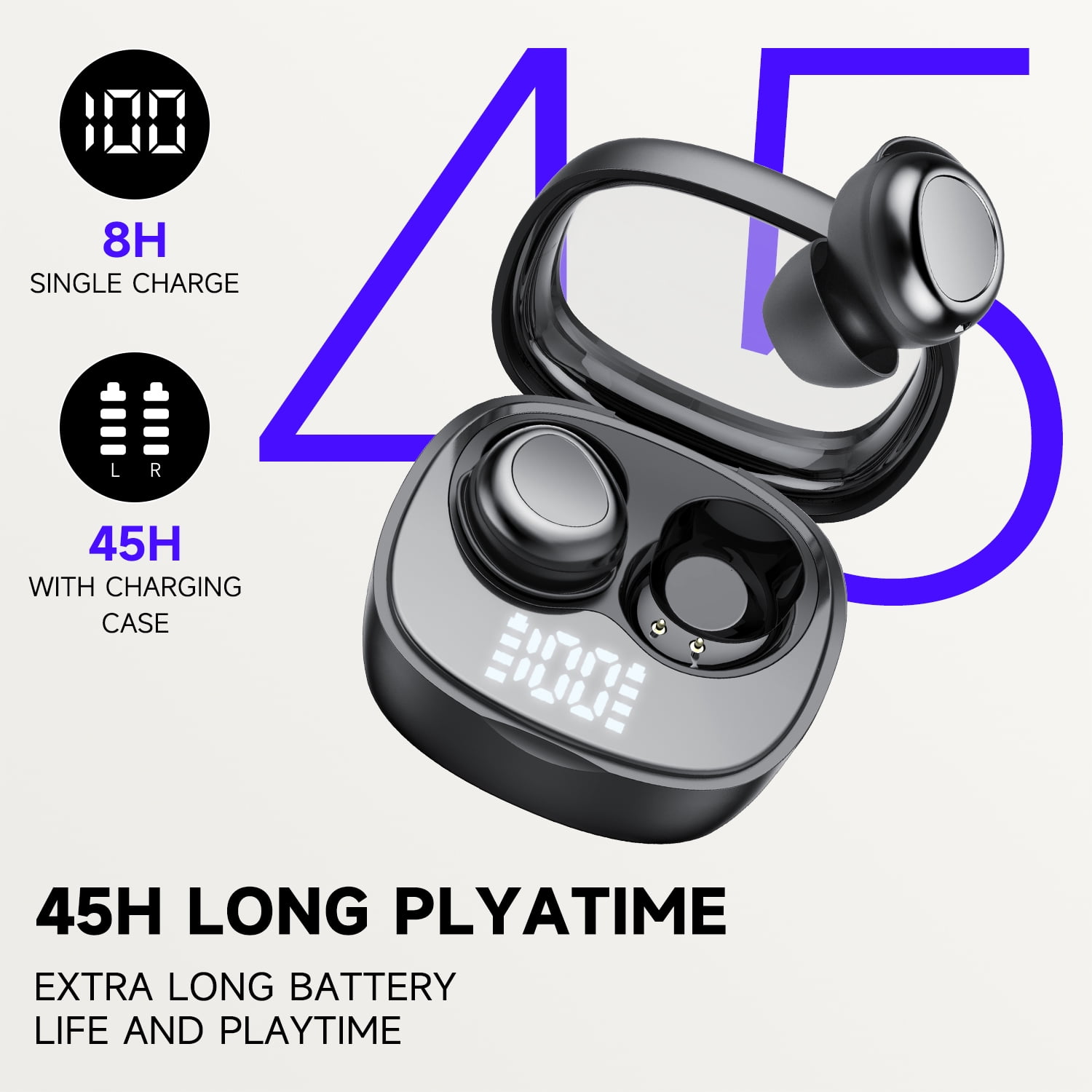 Sleep Ear Buds, Bluetooth 5.4 Ultra-Mini Sleep Earbuds for Side Sleepers, Hi-Fi Stereo 3D Bass Noise Cancelling Wireless headphones, 53H Playtime with IP7 Waterproof LED Earphones, USB C