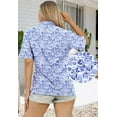 thumbnail image 2 of HAPPY BAY Women's Floral Beach Hawaiian Blouse Shirt T-Shirt Blouses Short Sleeve Button Up Dress Tee Shirts Tops for Women S Hibiscus, Blue, 2 of 5