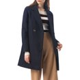 thumbnail image 3 of Allegra K Women's Double Breasted Lapel Raglan Long Sleeve Mid Length Overcoat XS Blue, 3 of 9