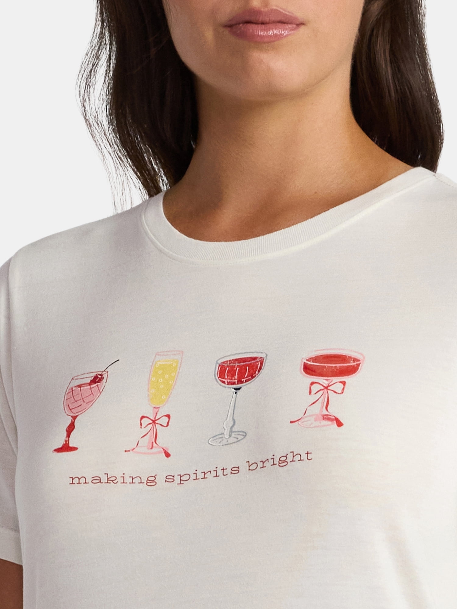 Christmas Women's Bright Spirits Graphic Tee from Holiday Time, Sizes S-XXXL