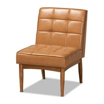Baxton Studio Sanford Mid-Century Modern Tan Faux Leather Upholstered and Walnut Brown Finished Wood Dining Chair
