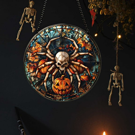 Wadada Skull Halloween Door Sign,3D Halloween Wreath for Front Door,Halloween Round Wood Hanging Sign,Halloween Hanging Horror Decor for Entryway Wall Outdoor Indoor Yard Lawn Decoration