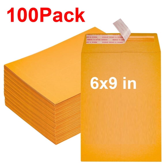 MPRT 100Pack 6"x9" Kraft Catalog Mailing Envelopes Mailers Peel Self Seal Envelopes