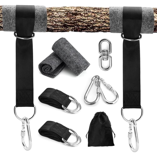 Hammock Strap, 1.5m Tree Swing Strap, with 2 D-Rings, Carabiners and Protective Padding for Trees, Hammock Tree Attachment, for Garden Hammock Swing
