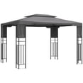 thumbnail image 2 of Outsunny 10' x 13' Outdoor Patio Gazebo with Double Vented Roof, Storage Shelves, Steel Frame for Lawn, Backyard and Deck, Gray, 2 of 9