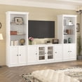 thumbnail image 2 of 128.2" W Wall Unit Entertainment Center with Bookshelves for TVs up to 80" - Modern TV Stand Media Console with Tempered Glass Cabinets and Adjustable Shelves for Living Room, 2 of 17