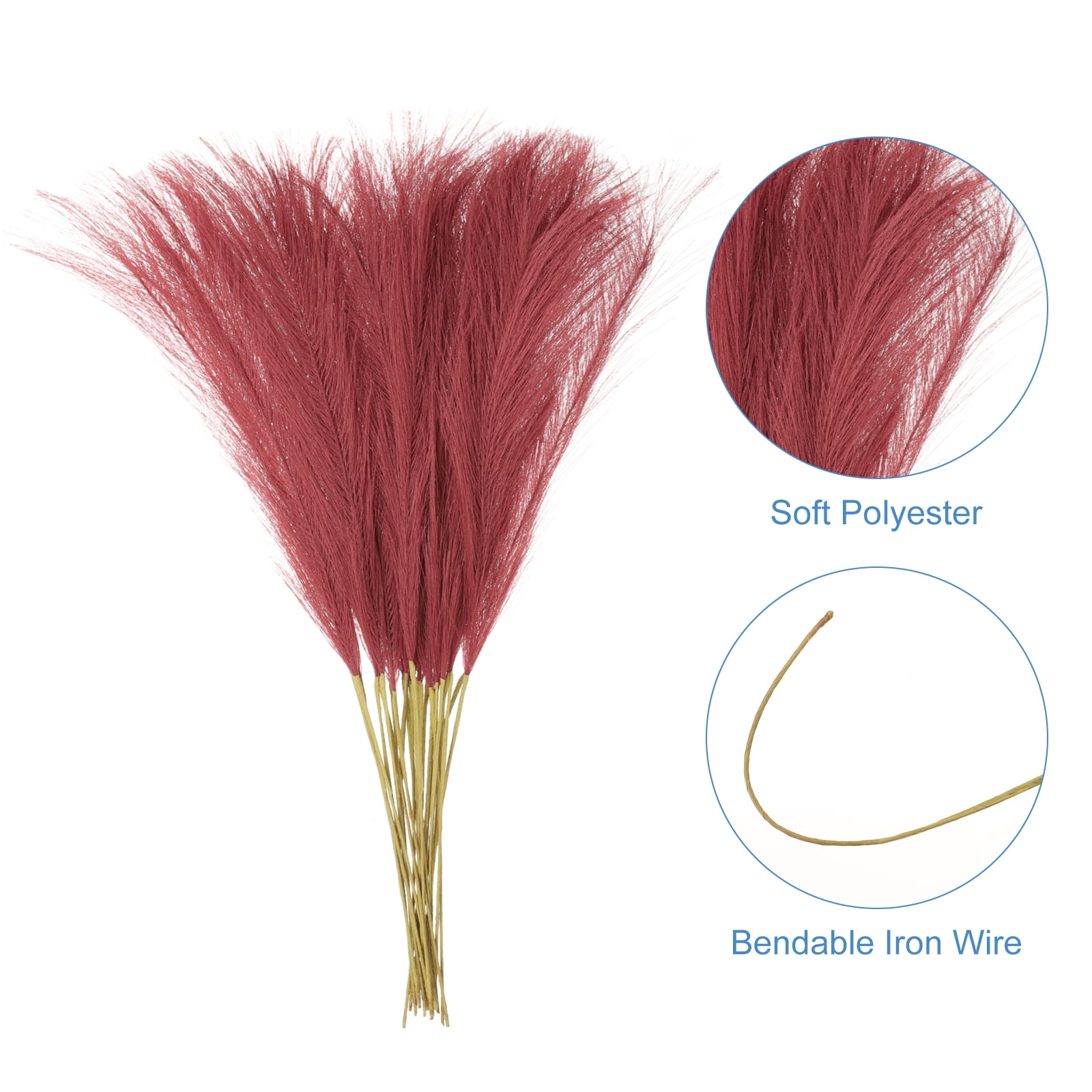 Unique Bargains Faux Pampas Grass Artificial Fake Dried Grass Decor for Home Red