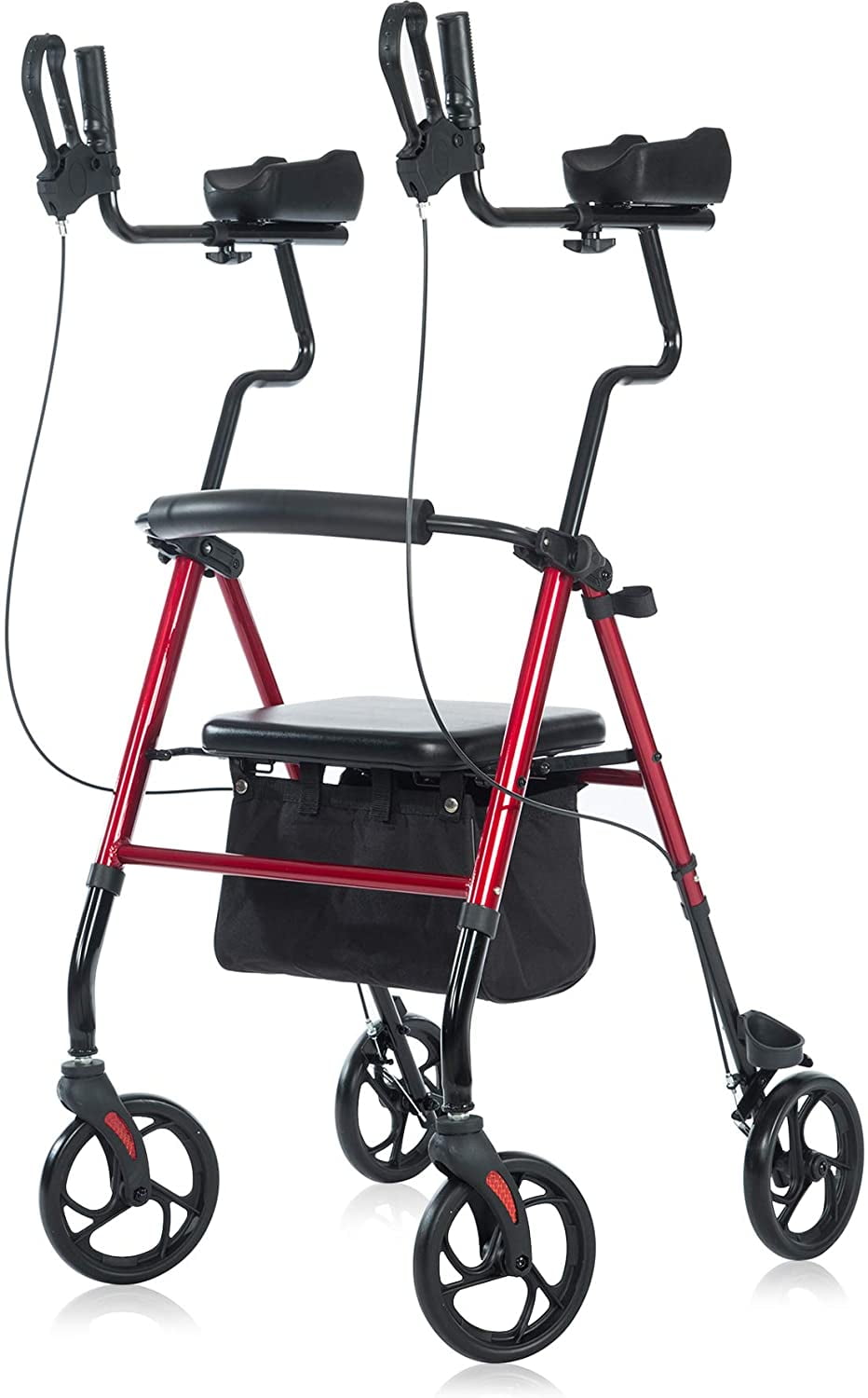 ELENKER Upright Walker, Stand Up Folding Rollator Walker with Seat and