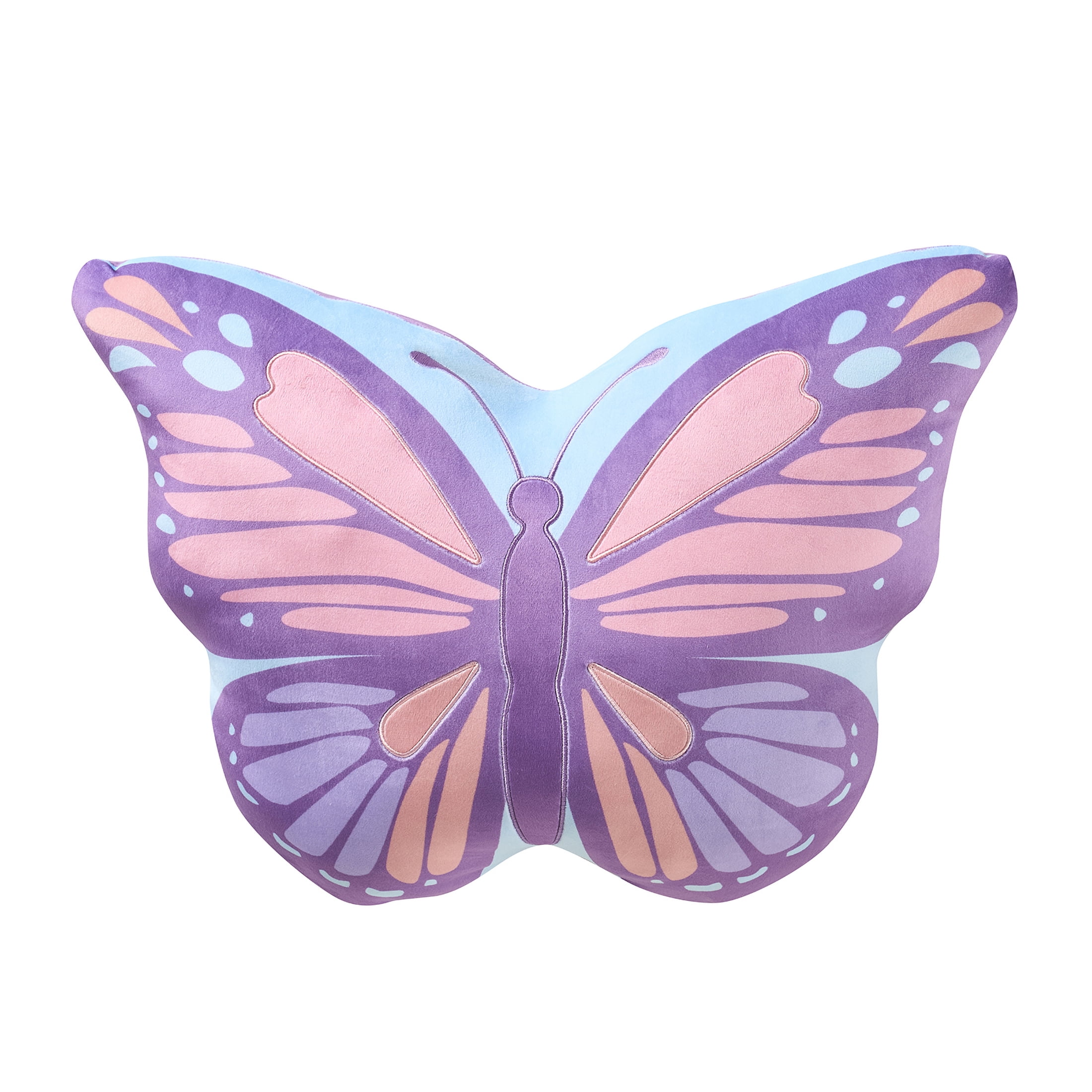 (2 pack) Your Zone Butterfly Snuggly Decorative Pillow 18" x 18", Multicolor
