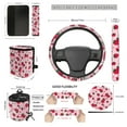 thumbnail image 3 of Jeiento Car Accessories Pink Strawberry Car Seat Cover Full Set Include Cup Coasters Key Chain Rearview Mirror Cover Trash Can Steering Wheel Covers and Seatbelt Pads Car Interior Decor, 3 of 6