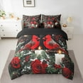 thumbnail image 2 of Manfei Red Cardinals Rose 7 Pieces Bedding Comforter Set,Romantic Flower Floral Full Bedding Set,Merry Xmas Fitted Sheet Flat Sheet For Child,Ultra Soft Home Decor Reversible, 2 of 8
