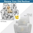 thumbnail image 4 of Xoenoiee Gray Cow Print Stretch Recliner Chair Covers, 4 Pieces Recliner Slipcovers Recliner Cover Soft Reclining Cover Furniture Protector with Pocket, 4 of 7