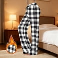 thumbnail image 2 of SGMVNU Pajama Pants for Women Plaid Cozy Loungewear Plaid Winter Warm Pj Bottoms Fuzzy Sleepwear Comfy Homewear(Black, XL), 2 of 5