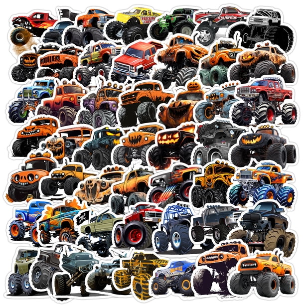 Paquete de pegatinas Halloween Monster Truck, 50 unidades, para niños