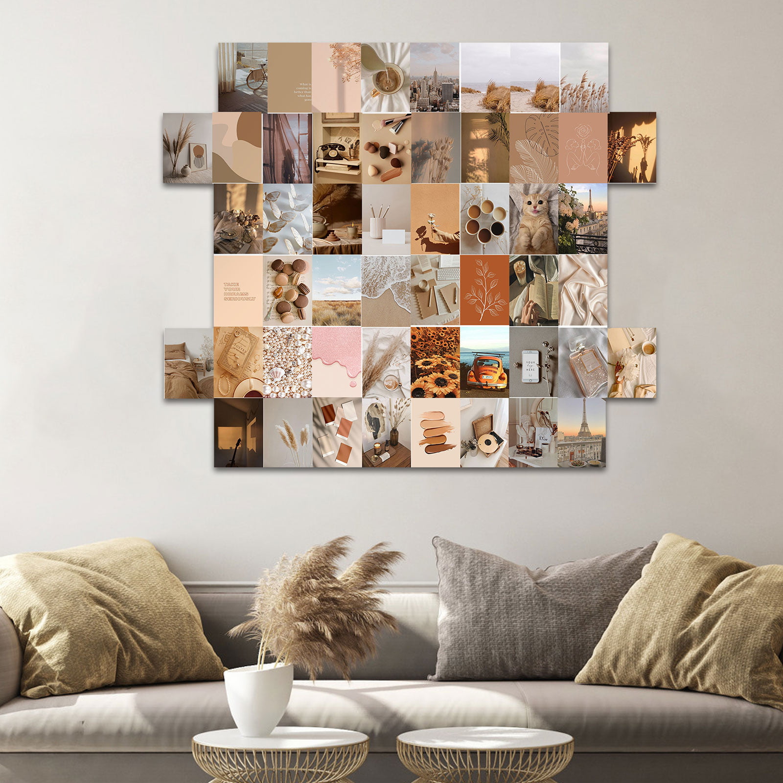 50PCS Beige Aesthetic Picture for Wall Collage Wall Art Print for Room 4x6/’/’ Boho Cards Cream Collage Print Kit VSCO Poster for Bedroom Warm Color Room Decor for Girls Dorm Photo Display