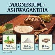 Magnesium Ashwagandha Calming Supplement for Adults | Magnesium Supplement to Support Rest, Calm Mood, Muscle Health & Stress Relief | 120 Ct