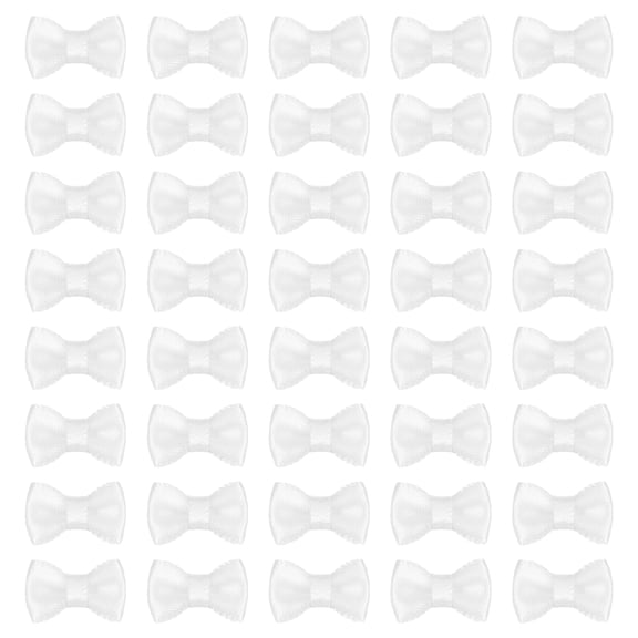100 Pcs Mini Ribbon Bow 0.8" Mini Fabric Satin Ribbon Flower Bows for Craft DIY Sewing Wedding Birthday Party, White