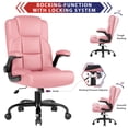 thumbnail image 5 of JONPONY Leather Office Chair, Big and Tall Office Chair 400LBS Wide Seat Ergonomic Computer Desk Chair High Back Executive Leather Chair Adjustable Task Chair Lumbar Back with 1-Year Warranty, Pink, 5 of 13