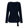 thumbnail image 4 of ClodeEU Women's Long Sleeve Cowl Neck Ribbed Knit Fall Sweater ,Slim Fit Ruched Going Out Tops Fashions T-Shirts B-Navy,Womens Plus S, 4 of 8